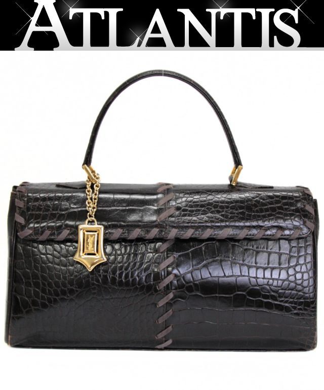 Yves saint Laurent ヴィンテージハンドバッグ クロコ型押し 中古・古着通販】Yves Saint Laurent (イヴサンローラン) クロコ型押し