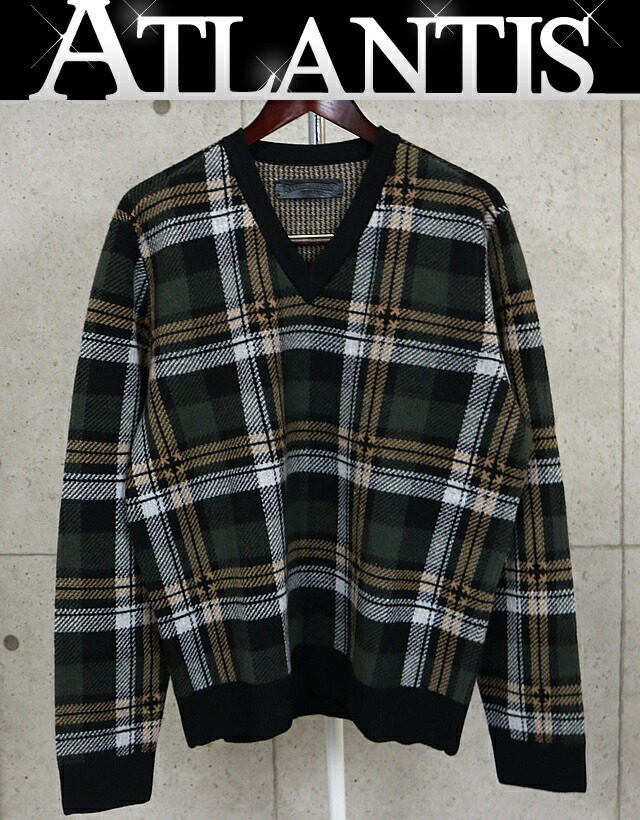 CHROME HEARTS 銀座店 クロムハーツ 新品 BIG CITY 照合のしるし柄 Vのど首編み物 メンズ size:L 緑系 101752