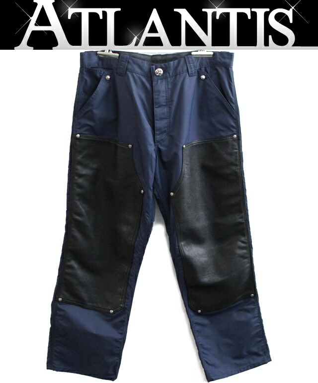 CHROME HEARTS 新宿店 クロムハーツ SALE 新品 はりつけ台継ぎ切れ付き添い人 なめし革うつり変わり ナイロンカーペンター ズボン下 size36 米国海軍×黄色【30464】