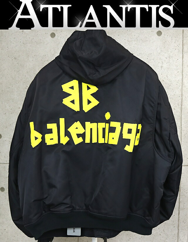 BALENCIAGA 銀座店 バレンシアガ 新品 SALE 2024 Tape Type ライト フーデッド ボンバー ジャケット メンズ size:1 黒 102195｜アトランティス