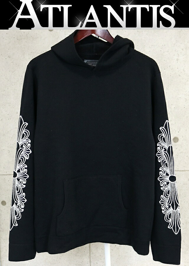 CHROME HEARTS 銀座店 クロムハーツ 新品 フローラルクロス カシミール パーカー メンズ SV925 size:L 黒 102360