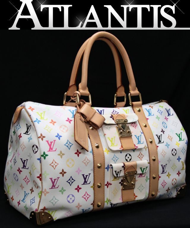 ルイヴィトン Louis Vuitton キーポル45 ボストンバッグ ハンドバック マルチ色つや 白 M92641 【73280】