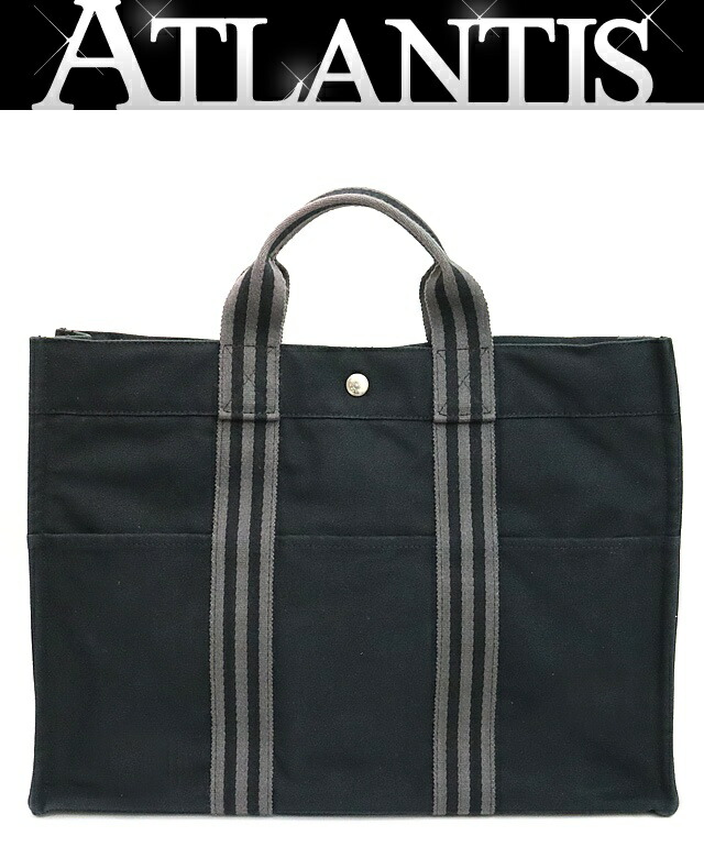 楽天市場】エルメス HERMES ブラック キャンバス フールトゥ MM トート