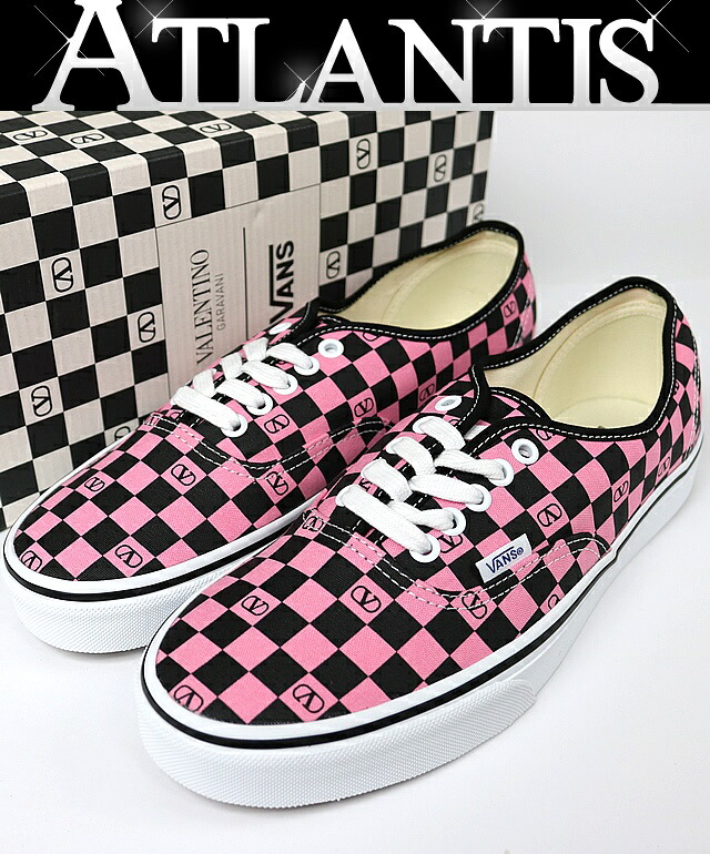 VALENTINO 銀座店 新品 ヴァレンティノ×Vans Vロゴタイプ チェッカー スニーカー size27.0 黒/さくら色 102450