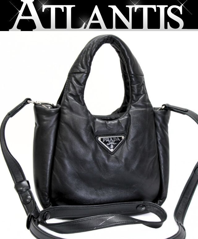 プラダ PRADA パデット ミニ 2WAY ハンドバック ショルダーバッグ なめし革 黒 1BA359 【74062】