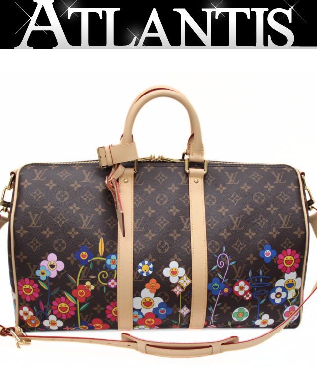 極美品 ルイヴィトン Louis Vuitton LV×TM キーポルバンドリエール45 ボストンバッグ 村上隆 モノグラム M14182 【74130】