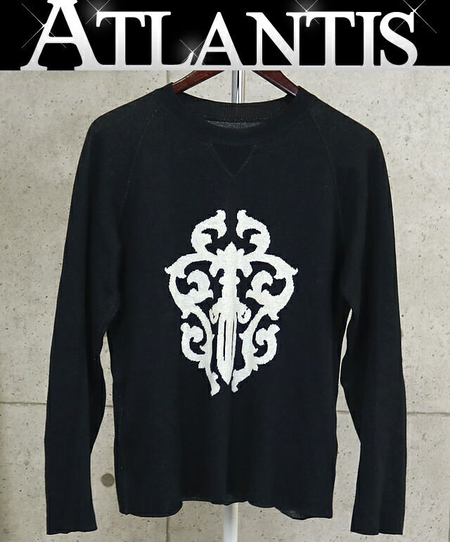 CHROME HEARTS 銀座店 クロムハーツ×ルシアンペラフィネ メンズ ダガー カシミール雑ぜ合わせる 編み物 size:XL 黒 102693
