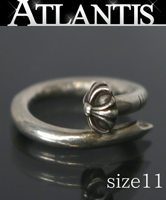 CHROME HEARTS 新宿店 クロムハーツ クロスボール ネイルリング 指環 メンズ しろがね色 SV925 約11号 30954