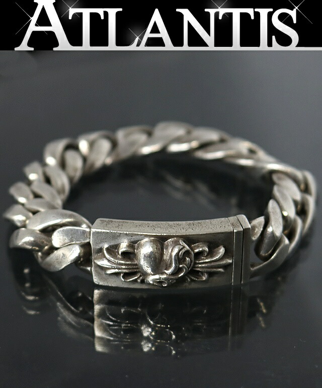 CHROME HEARTS 新宿店 クロムハーツ フローラルハート 遊撃手IDブレス 古典派音楽繋がり 13繋がり しろがね色 SV925 30963