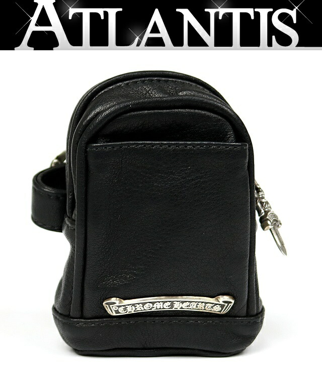 CHROME HEARTS 新宿店 クロムハーツ 美品 WRISTHER BACK PACK ミニ合財袋 なめし革 メンズ しろがね色 SV925 黒 30611