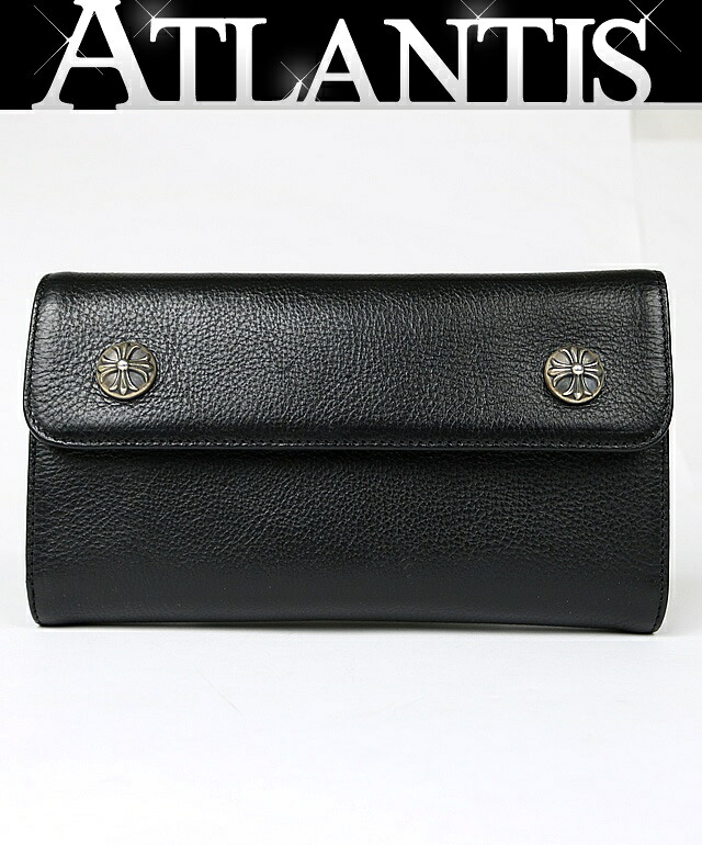 CHROME HEARTS 新宿店 新品 クロムハーツ ウェーブ ウォレット クロスボタン 三つ折り財布 レザー SV925 メンズ 黒 30829｜アトランティス