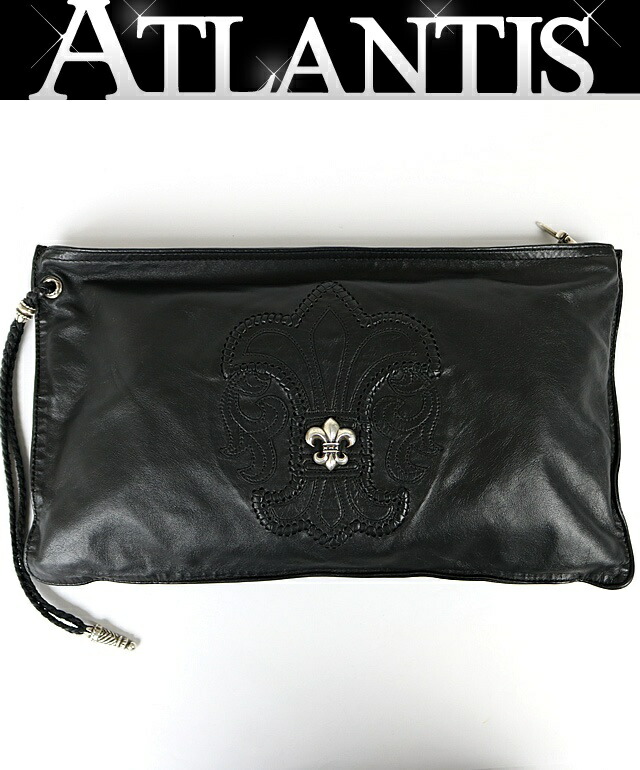 CHROME HEARTS 新宿店 クロムハーツ SALE 坦々たる合財袋 BS太陽面爆発 クラッチペダル御徒面子 なめし革 メンズ しろがね色 SV925 黒 30730