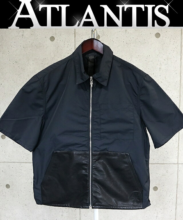 CHROME HEARTS 銀座店 クロムハーツ 宮大工 なめし革隠し ジップシャツ メンズ size:M 黒 103012