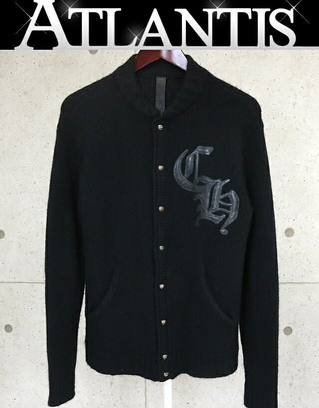 CHROME HEARTS 銀座店 クロムハーツ CHロゴタイプ なめし革継ぎ切れ 差し交わす名取り草 カシミール ジレー メンズ SV925 size:S 黒 103077