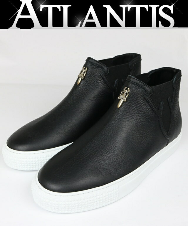 CHROME HEARTS 銀座店 クロムハーツ 新品 MID TOP ダガーパーツ スニーカー メンズ なめし革 しろがね色 SV925 size:37 103010