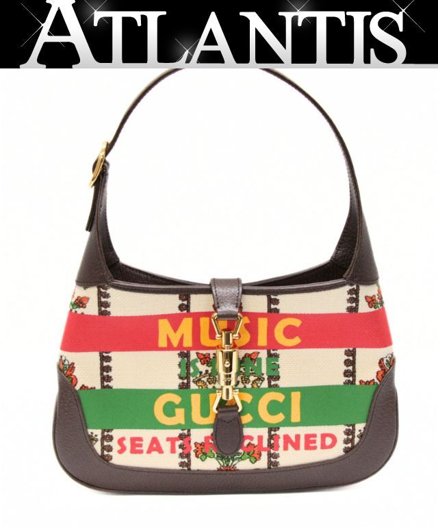 美品 グッチ GUCCI ジャッキー 1961 MUSIC IS MINE 2WAY 御徒面子 帆布×なめし革 【74222】
