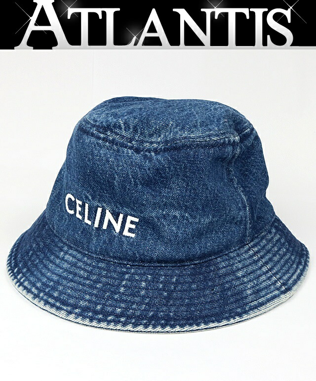 CELINE 銀座店 セリーヌ ロゴタイプ刺しゅう ジーンズ 井戸釣瓶かぶり笠 かぶり笠 size:S 青色 102734