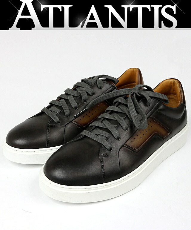MAGNANNI 銀座店 マグナーニ 置き目はね除ける なめし革 スニーカー メンズ なめし革 size:7 黒系 102828