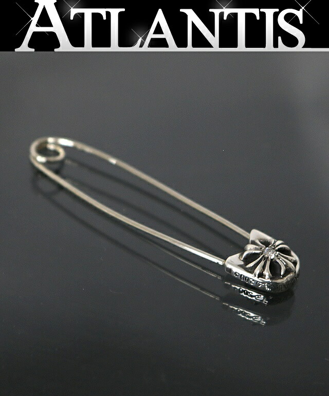 CHROME HEARTS 銀座店 クロムハーツ セーフティピン ラージ 1Pダイヤ チャーム ネックレス トップ メンズ シルバー SV925 103120|アトランティス