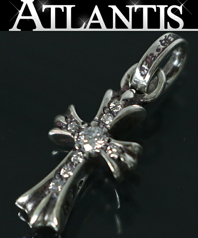 CHROME HEARTS 銀座店 新品 クロムハーツ 勘定書き付き添い人 ベイビーファットクロス パヴェダイヤ 惹きつける メンズ しろがね色 SV925 103293