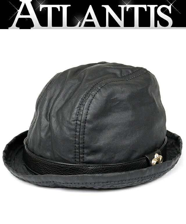 CHROME HEARTS 銀座店 クロムハーツ 美品 ガンスリンガー BS太陽フレア オイルドコットン フェドラハット メンズ SV925 size:L 黒 103280