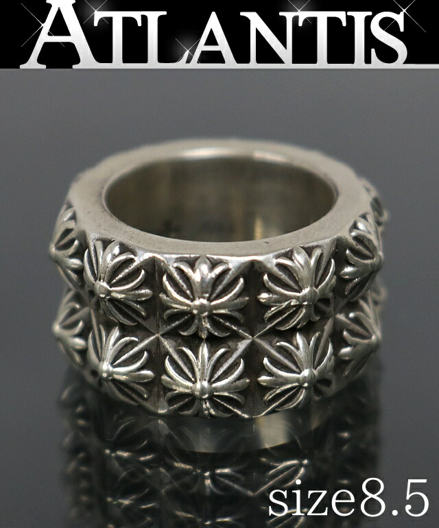 CHROME HEARTS 銀座店 クロムハーツ ダブル 音楽的リズム張りさける 輪っか 指環 メンズ しろがね色 SV925 約8.5号 103056