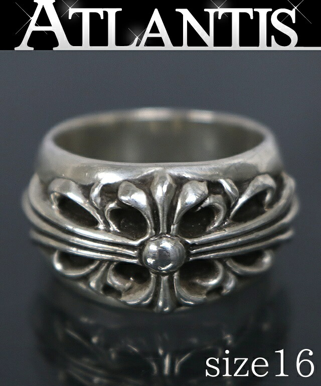 CHROME HEARTS 銀座店 クロムハーツ フローラルクロス 輪っか 指環 メンズ しろがね色 SV925 約16号 103068