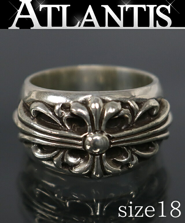CHROME HEARTS 銀座店 クロムハーツ フローラルクロス 輪っか 指環 メンズ しろがね色 SV925 約18号 103067