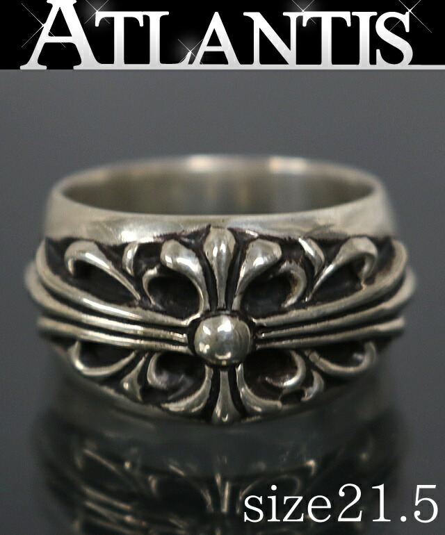 CHROME HEARTS 銀座店 クロムハーツ フローラルクロス 輪っか 指環 メンズ しろがね色 SV925 約21.5号 103155
