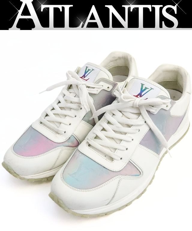 【広尾店】ルイヴィトン Louis Vuitton ランアウェイ 生産ラインスニーカー メンズ モノグラムトランスペアレント 白 size:7(約25糎) GO0230 【19116】