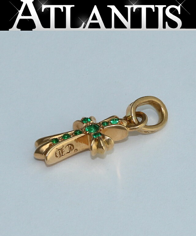 CHROME HEARTS 新宿店 クロムハーツ 22K ベイビーファットクロス アフターエメラルド シャンデリヤ とっ始め ゴールド 31112