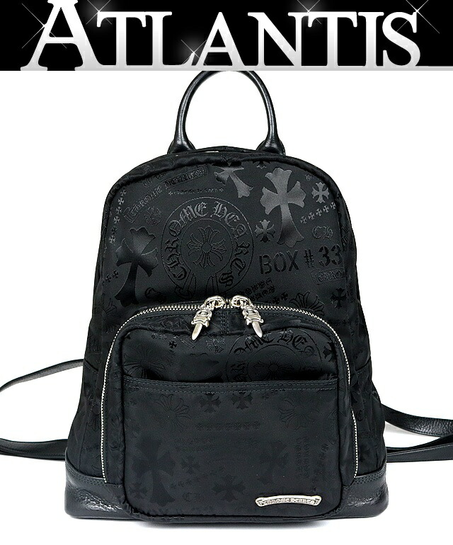 CHROME HEARTS 銀座店 美品 クロムハーツ 7TH GRADE MINI CHつけ加えるナイロン総柄うしろ側容器に並べる メンズ しろがね色 SV925 黒 102474
