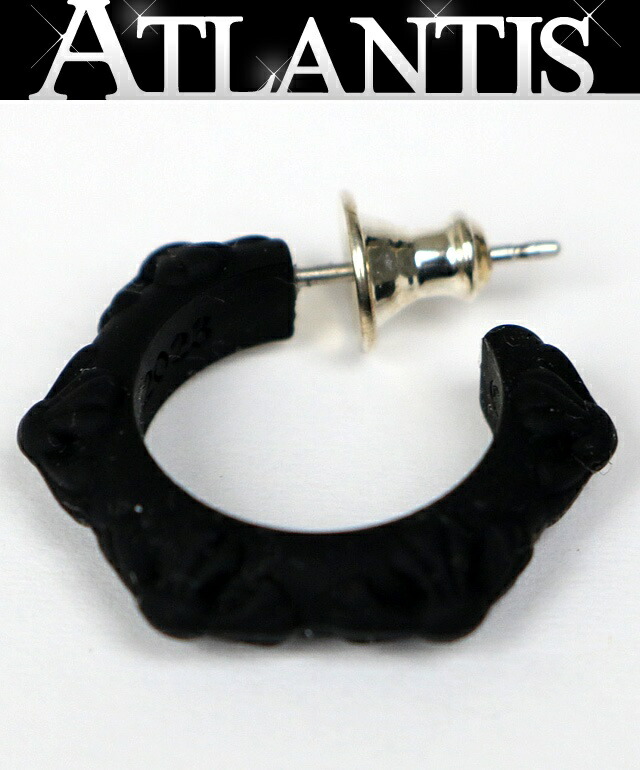 CHROME HEARTS 銀座店 クロムハーツ 新品 ケイ素樹脂思われ人 差し交わすダンス楽隊 フープ ピアス 黒 103344