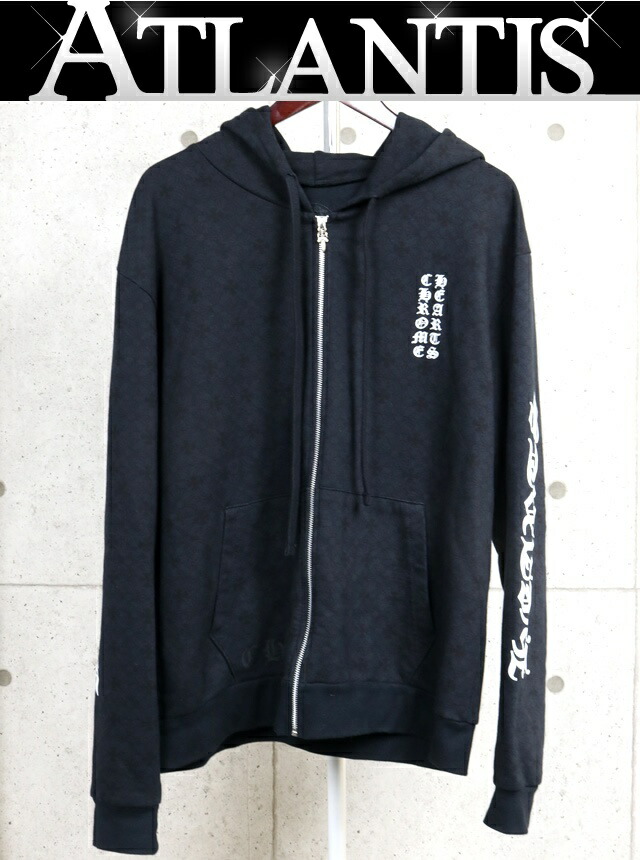 CHROME HEARTS 銀座店 クロムハーツ CH足し加える総柄刷り上げる ジップパーカー メンズ size:M 黒 103396
