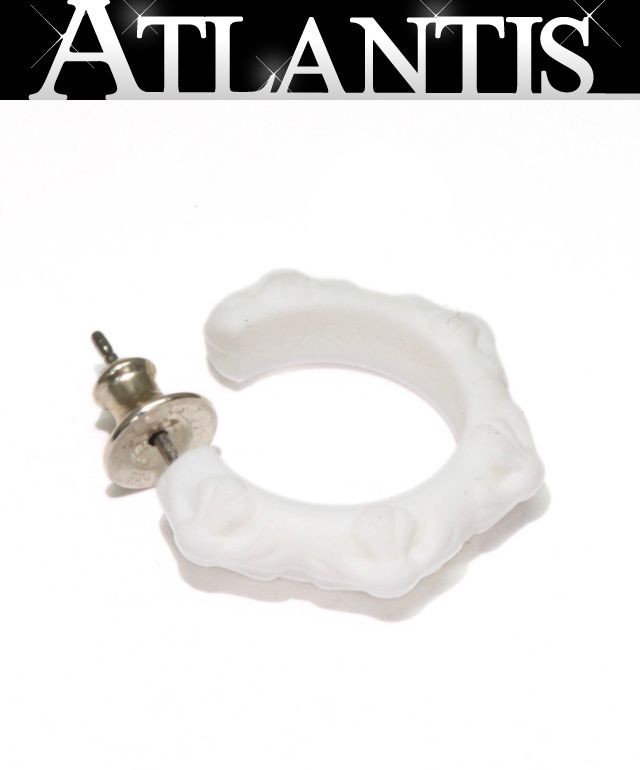 CHROME HEARTS 新宿店 クロムハーツ 美品 ケイ素樹脂天然ゴム 差し交わすダンス楽隊 フープ ピアス 白 31006