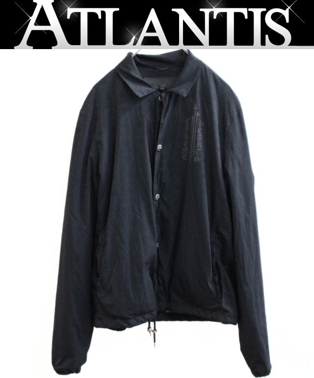 CHROME HEARTS 銀座店 クロムハーツ クロスボールボタン 総柄 CHつけ加える刷り上げる コーチジャケット メンズ SV925 size:M 黒 【31098】