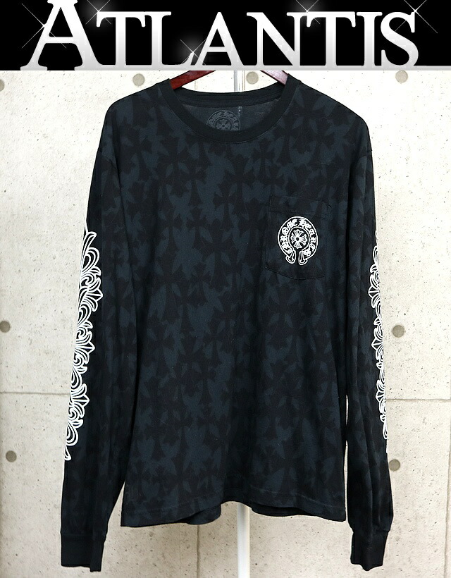 CHROME HEARTS 銀座店 クロムハーツ CHはりつけ台 刷り上げる フローラルクロス 鉄蹄 ロンT 長袖 メンズ size:L 黒 103393