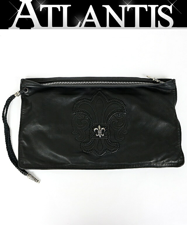 CHROME HEARTS 銀座店 クロムハーツ 坦々たる合財袋 BS太陽面爆発 クラッチペダル御徒面子 なめし革 メンズ しろがね色 SV925 黒 103161
