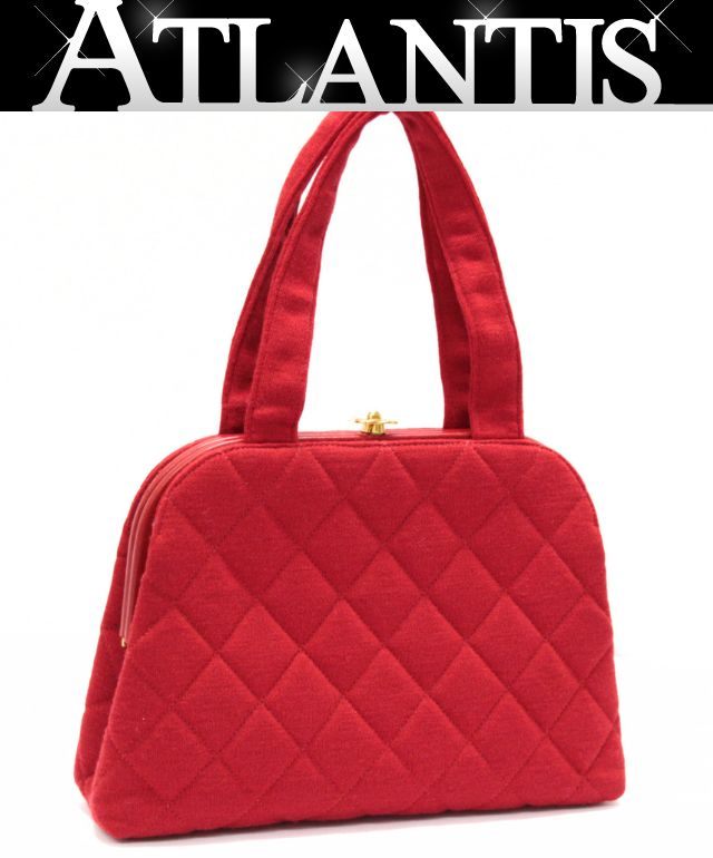 シャネル CHANEL ヴィンテージ マトラッセ 銭入れハンドバック プルオーバー 赤 G金具 4番台 【74786】