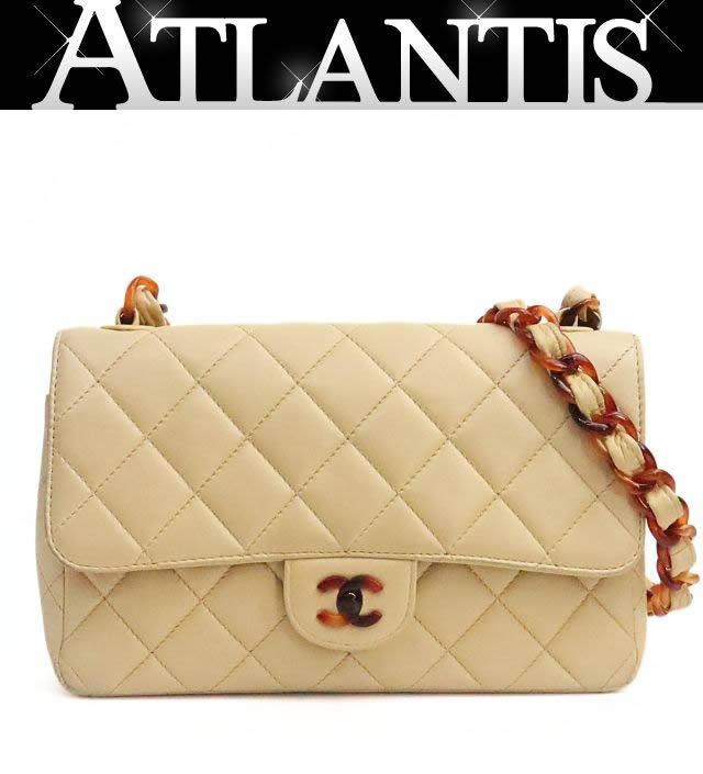 シャネル CHANEL マトラッセ べっ甲ショルダーバッグ ラムスキン ベージュ 5番台 【74870】｜アトランティス