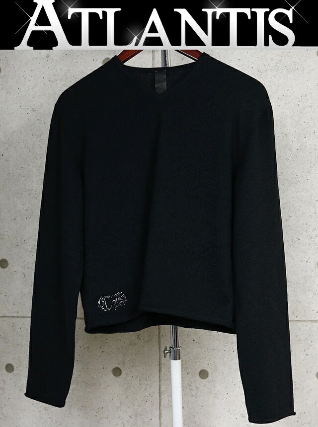 CHROME HEARTS 銀座店 クロムハーツ 美品 伝達ルート石ころ はりつけ台 カシミール 編み物 ティーシャツ メンズ SV925 size:XL 黒 103431
