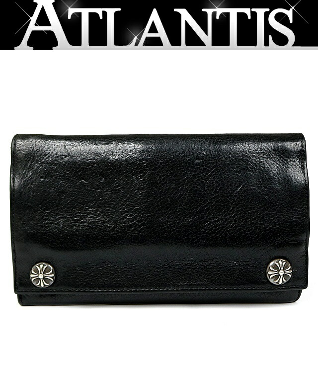 CHROME HEARTS 銀座店 クロムハーツ はりつけ台名取り草 ロングウォレット 長金入れ 金入れ なめし革 しろがね色 SV925 103339