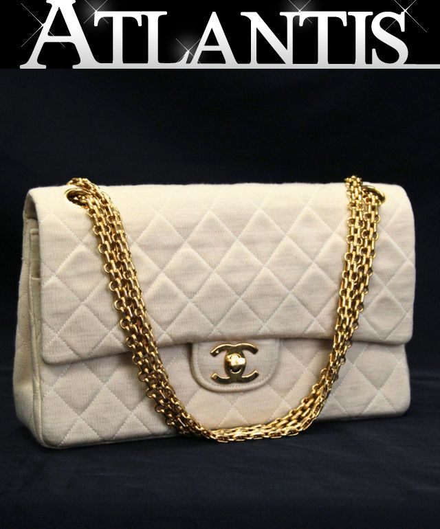 シャネル CHANEL ヴィンテージ すべり出し型 マトラッセ チェーン店ショルダーバッグ プルオーバー ベージュ 【74846】