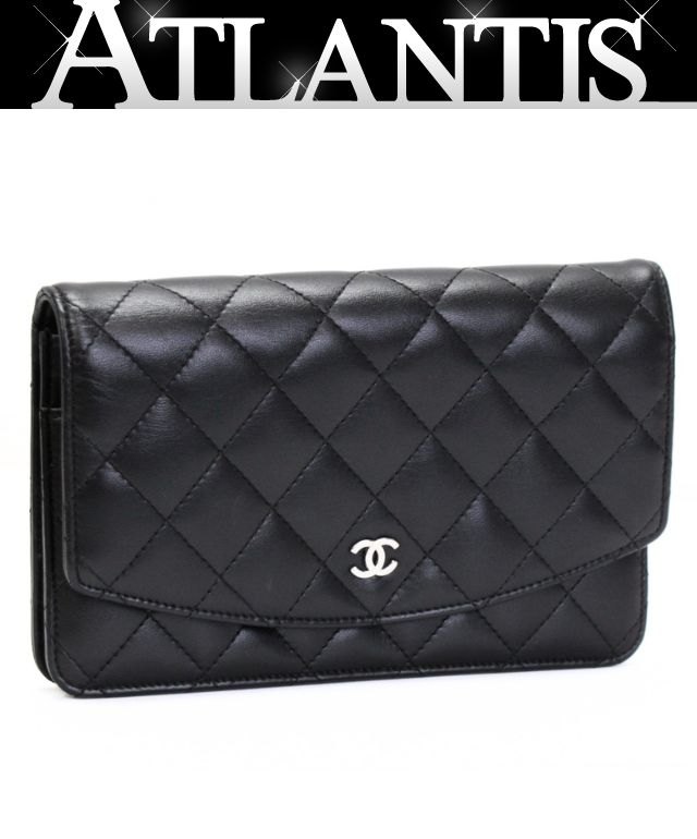 シャネル CHANEL マトラッセ オーガナイザー トラベルウォレット 長財布 ラム 黒 S金具 10番台 【74847】｜アトランティス