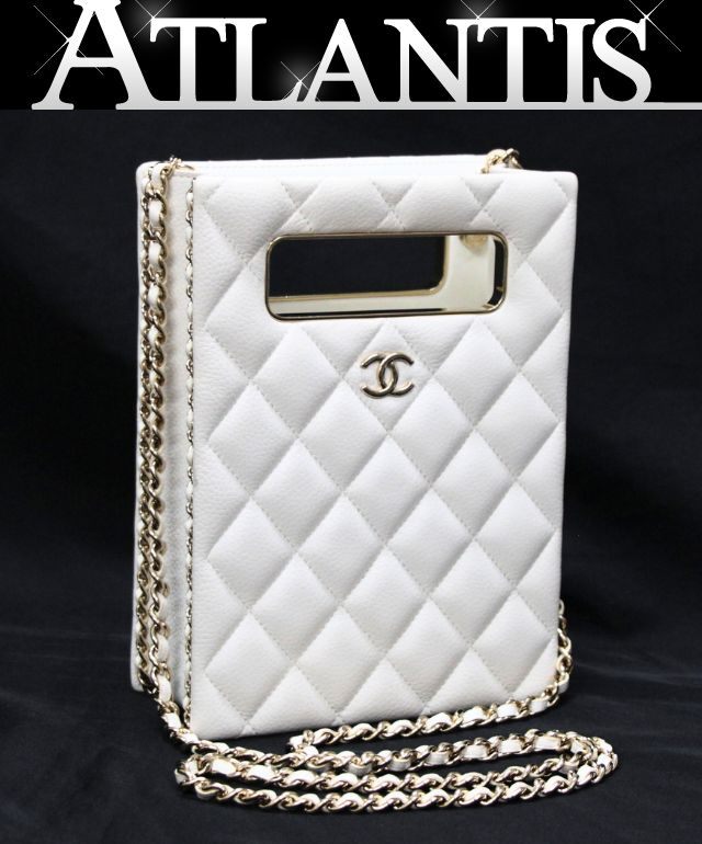 美品 シャネル CHANEL マトラッセ 夕間暮れ御徒面子 チェーン店ショルダーバッグ キャビア 白 G金具 禾穀類一皿 AS3314 【74790】