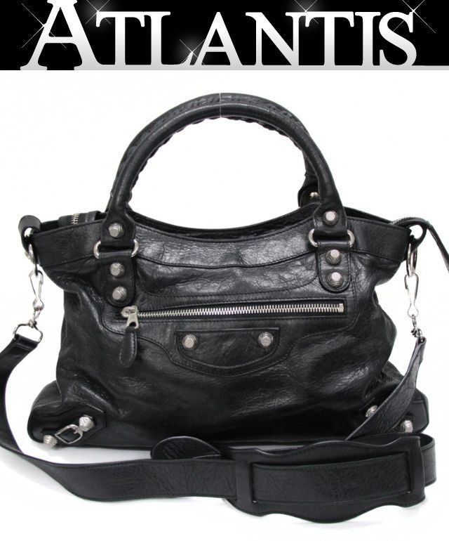バレンシアガ BALENCIAGA 巨大な生物 町 2WAY御徒面子 黒 SV金具 240578 【74675】