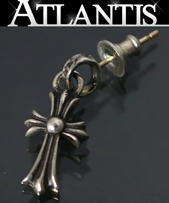 CHROME HEARTS 新宿店 クロムハーツ 新型 もの言う花 ファットクロスチャーム 落っこちる ピアス メンズ しろがね色 SV925 31261