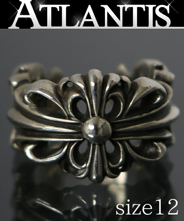 CHROME HEARTS 新宿店 クロムハーツ ダブルフローラルクロス 輪っか 指環 メンズ しろがね色 SV925 約12号 31288