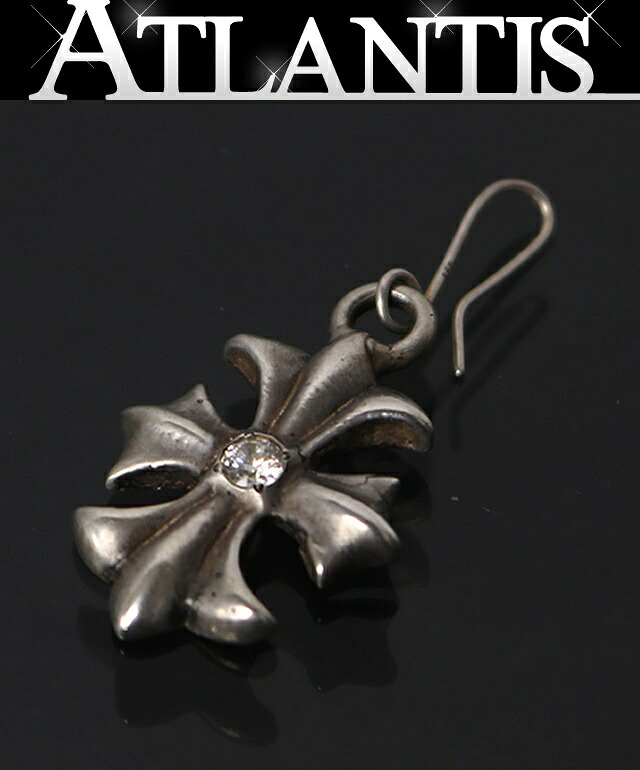 Gaboratory ガボラトリー Spar CZ Diamond on 1/8 Gothic Cross Pierce ピアス メンズ しろがね色 SV925 103451
