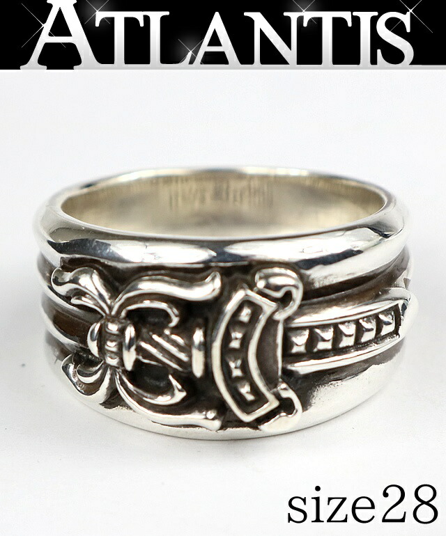 CHROME HEARTS 新宿店 クロムハーツ 仕切り状付き添い人 ダガー 輪っか 指環 メンズ しろがね色 SV925 約28号 31343